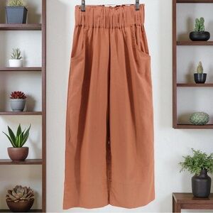 NWOT Kourt Rust Paperbag Waist‎ Crop Pants Flax Cotton Blend Comfort Summer XS